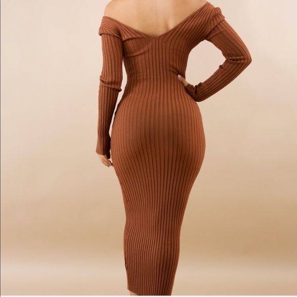 Rust Ribbed Knit Dress - Picture 4 of 4
